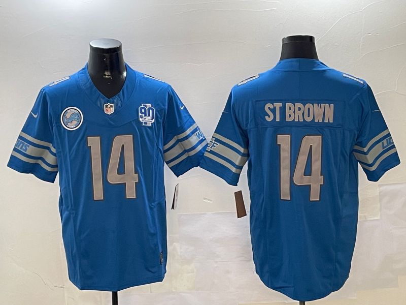 Men Detroit Lions #14 St Brown Blue three generations 2024 Nike Limited NFL Jersey style 11024->detroit lions->NFL Jersey